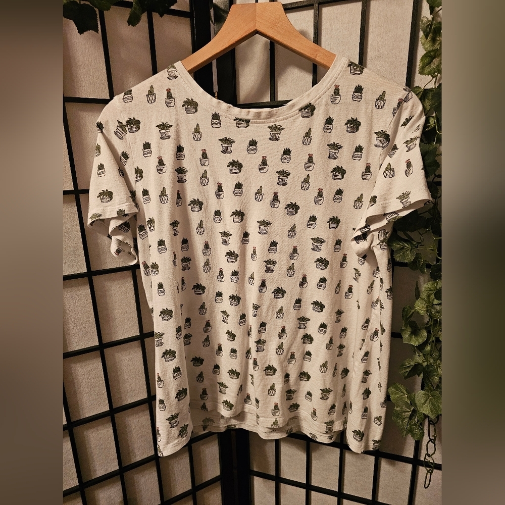 Dip White Cactus‎ Graphic Short Sleeve T-Shirt XL
